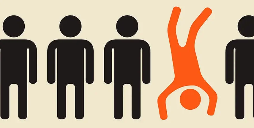 Group of stickmen with handstand figure for brand identity design services