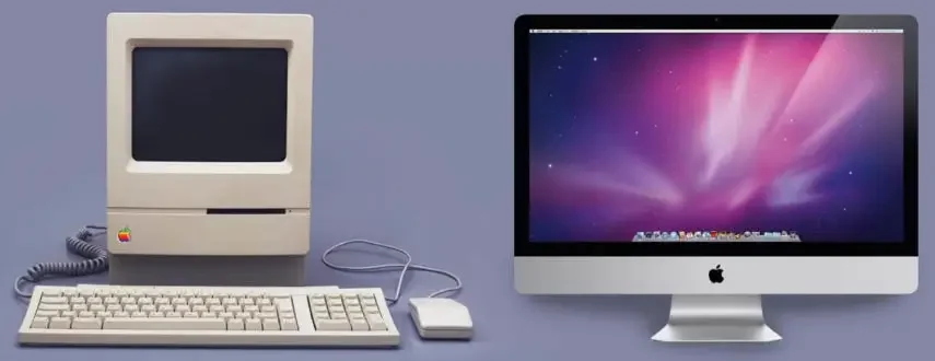 Old and new apple computer comparison