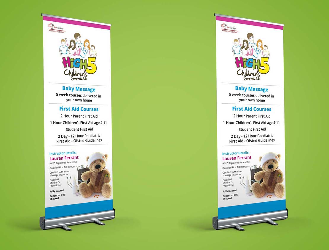 pop up banners for high 5 childrens services