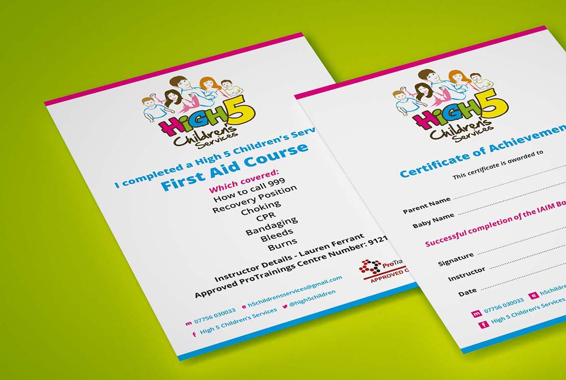 certificate designs for high 5