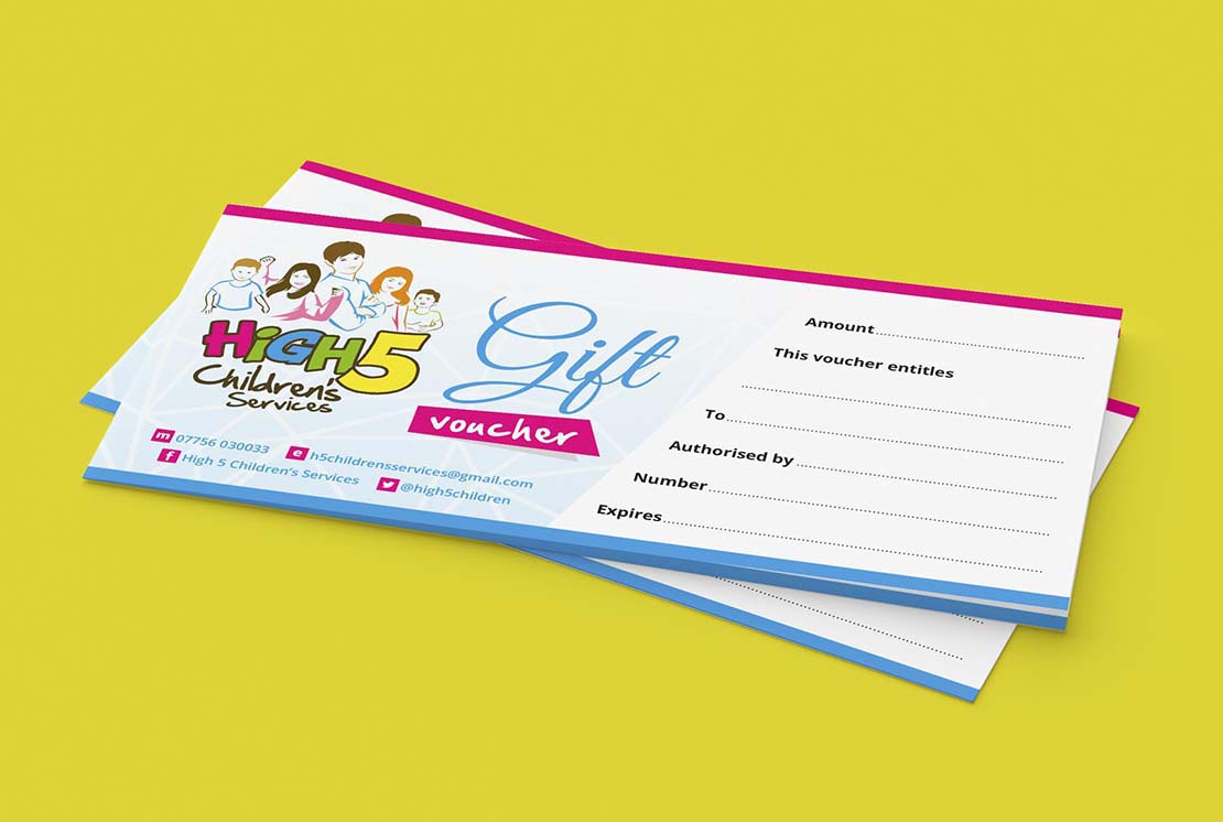 gift voucher designs for high 5 childrens services