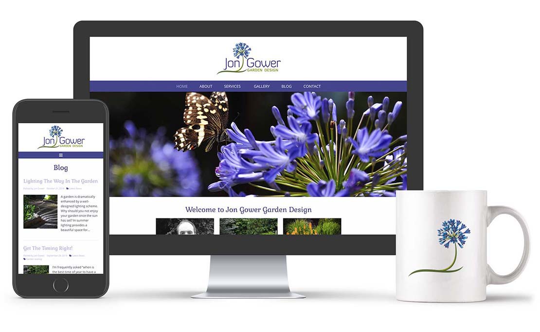 website design on screen for jon gower