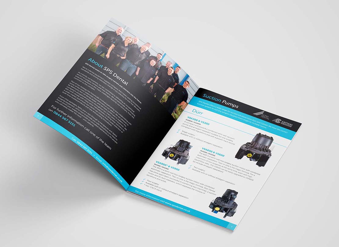 sps dental printed brochure opened