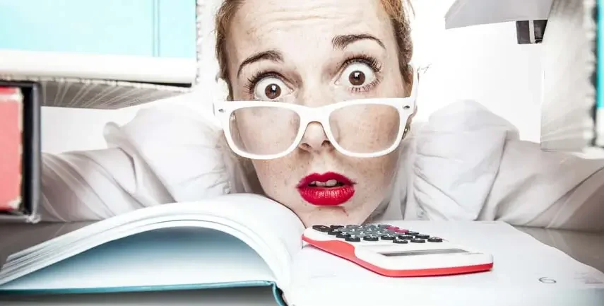 Woman overwhelmed on notebook banner