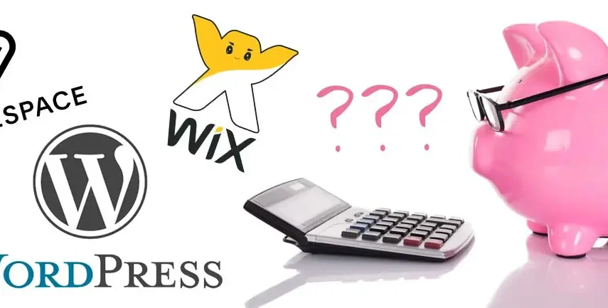 Piggy bank using a calculator with website logos