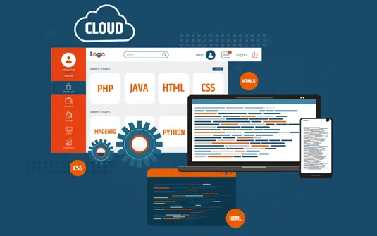 Two devices on a logo website graphic design