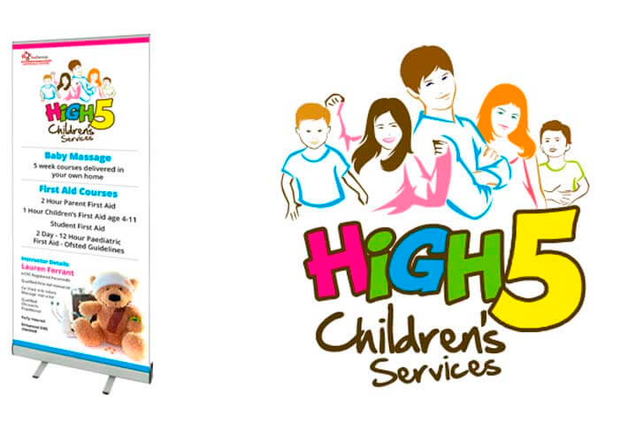 colourful logo and branding for high 5