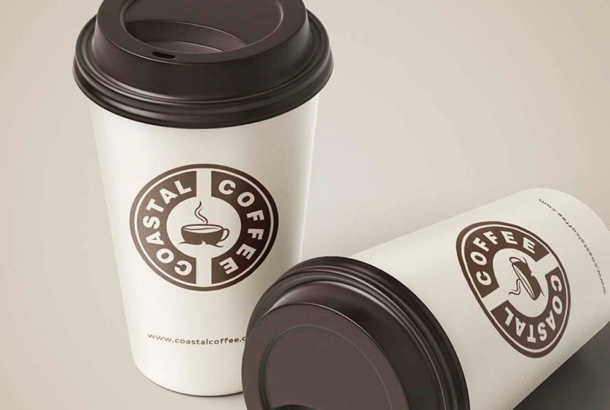 logo design concept on cup for coastal coffee