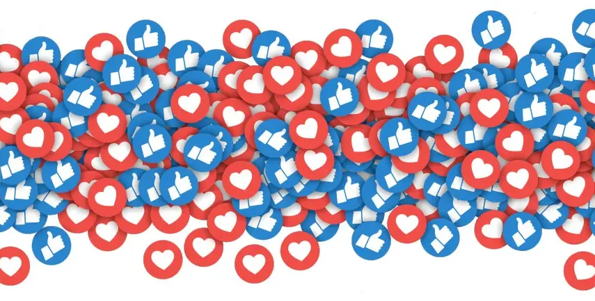 Hearts and thumbs up icons swamped together