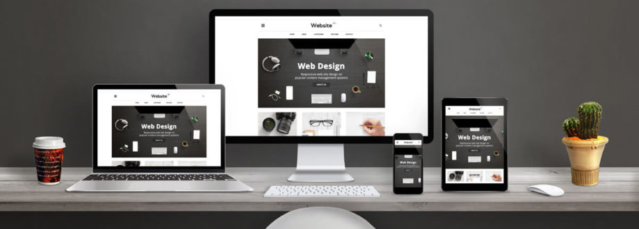 various desktop and mobile devices displaying website designs