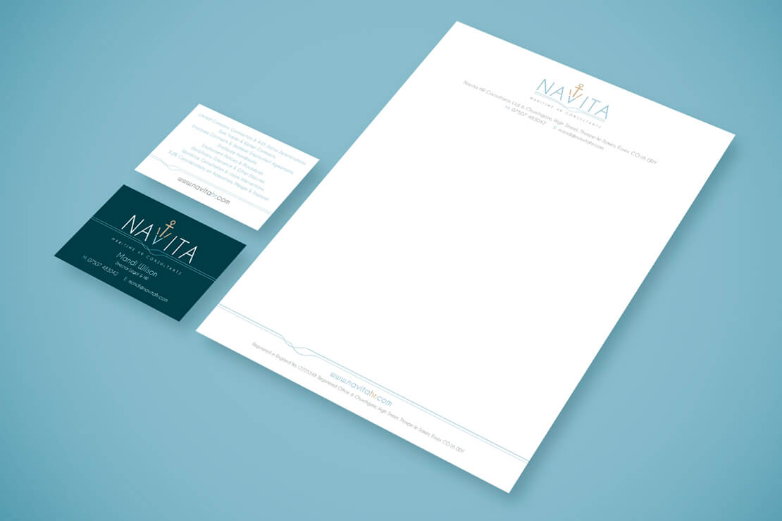 colourful maritime stationery on blue background