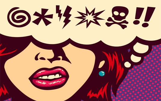 Comic woman mouth and speech bubble for digital graphic design