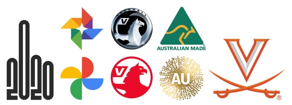 a selection of recent colourful controversial logo designs