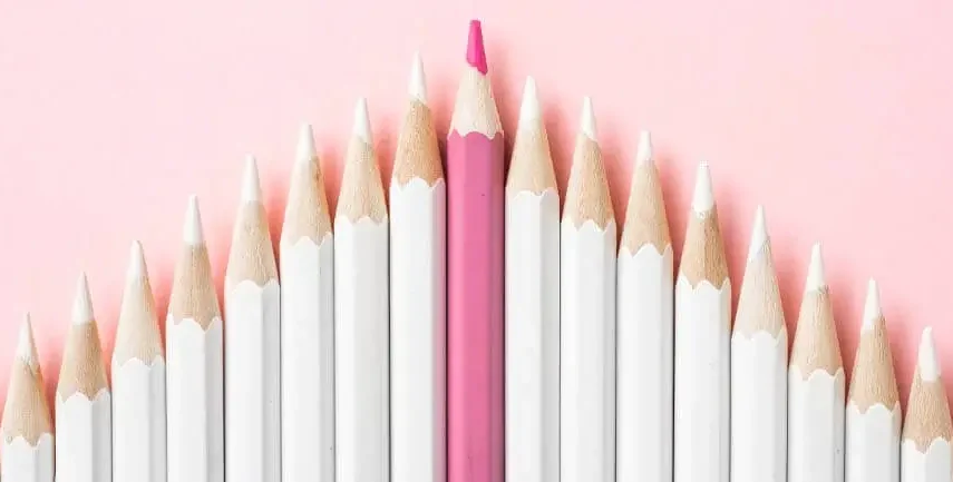 Triangle of pencils with pink centre, creative brand identity design services