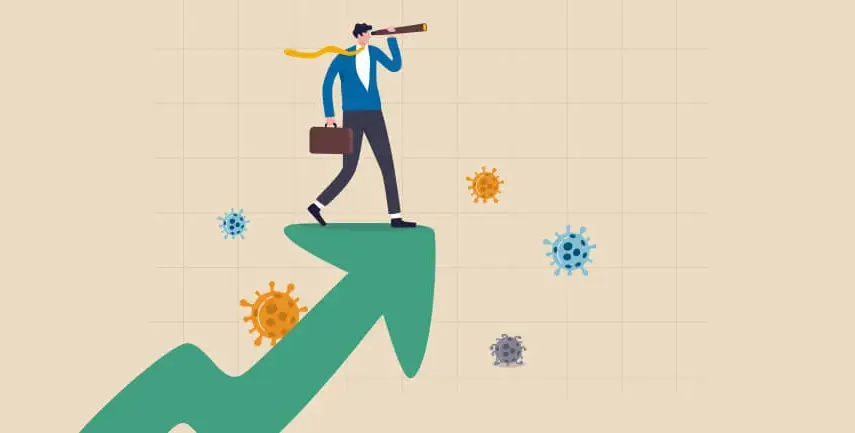Telescope and arrow graphic for Essex digital marketing
