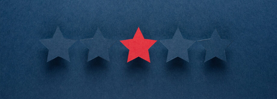 5 stars lined up on a blue background