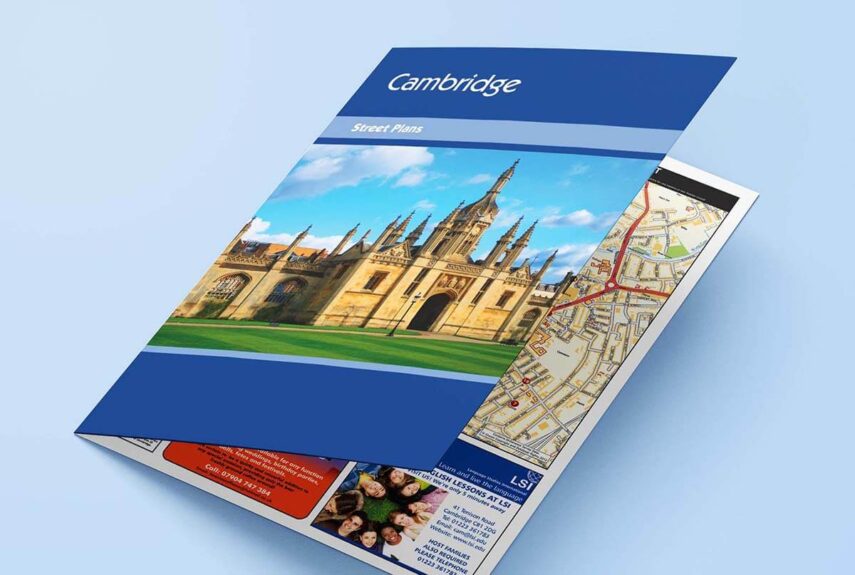 Street plan and map design for Cambridge city centre.