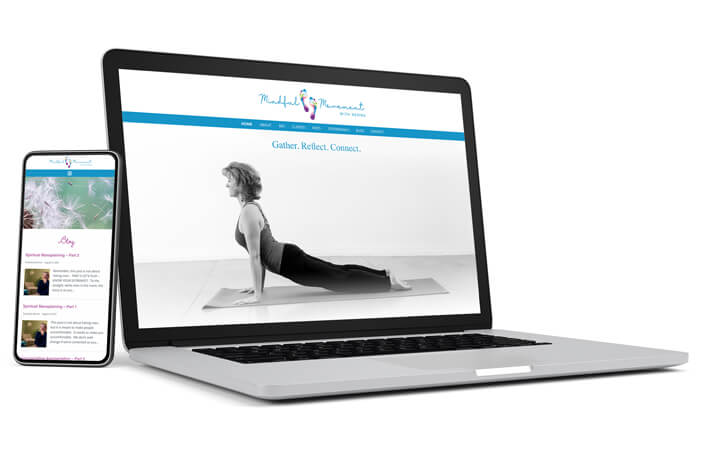a wordpress yoga website design on computer devices.